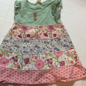 Matilda Jane Mint and Pink Floral Tiered Dress